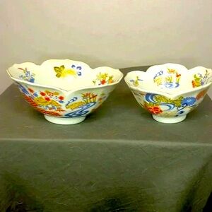 Asahi Japan Sato Gordon Collection Porcelain Lotus  Bowls Iris Garden